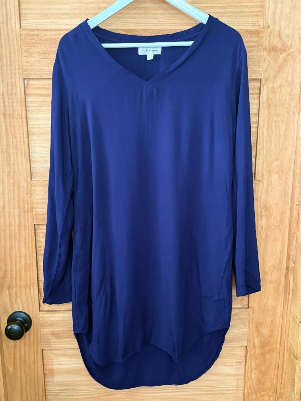 Cloth & Stone Anthropologie Navy Blue Relaxed Fit Tunic Dress with Pockets S